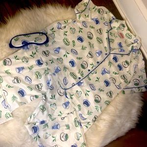 KSNY PJ CROPPED SATIN SET